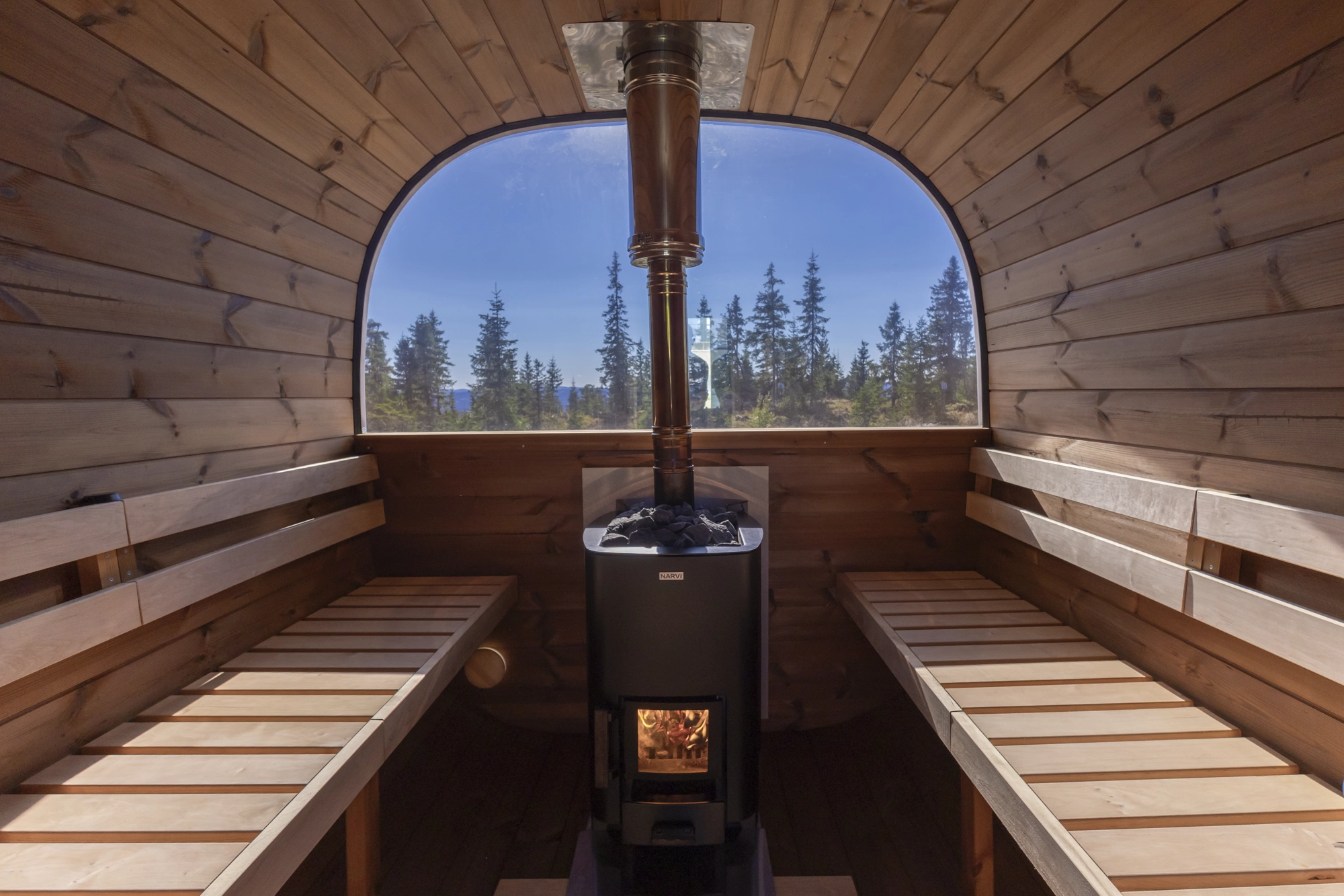 Private wood-fired sauna for post-skiing relaxation